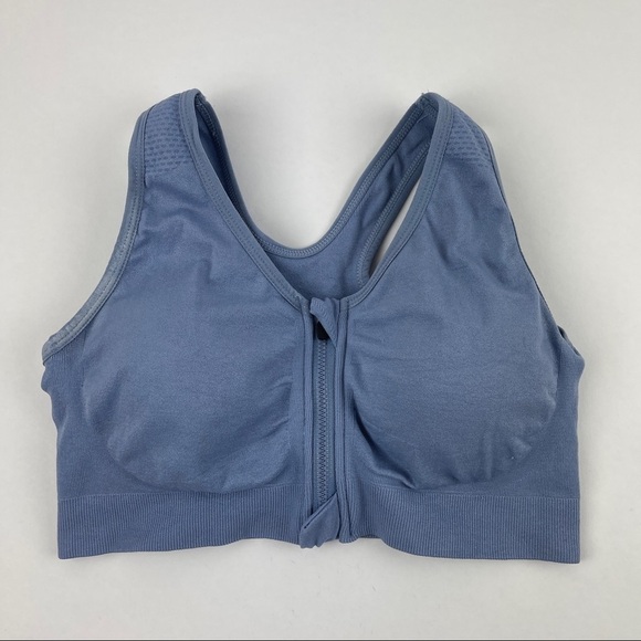 Other - Sports Bra Womens Blue Front Zip Padded
